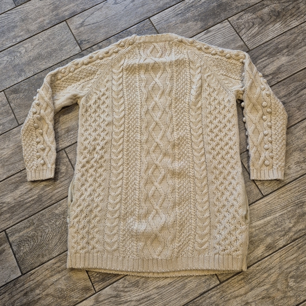 NEXT Cream Wool Blend Cable Knit Bobble Sweater Tunic Dress Large Cottagecore - Picture 9 of 9